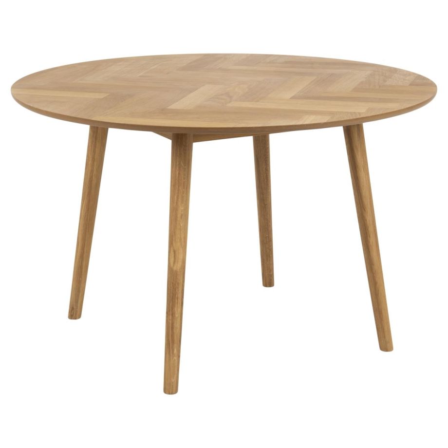 Nøra Elvira ronde eettafel Ø120x75 cm | gelakt eikenhout visgraatpatroon - naturel