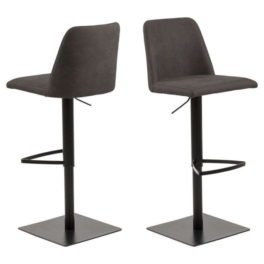 Nøra Reba verstelbare barstoel | zwart metaal onderstel | stof Preston - antraciet