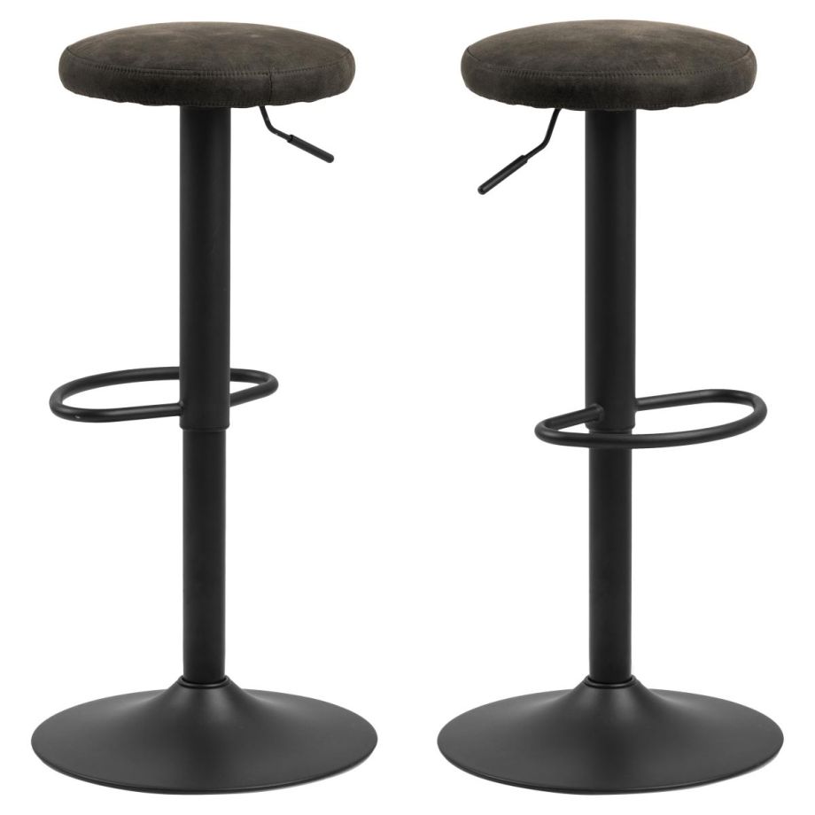 Nøra Denise verstelbare barstoel | zwart metaal onderstel | stof Preston - antraciet