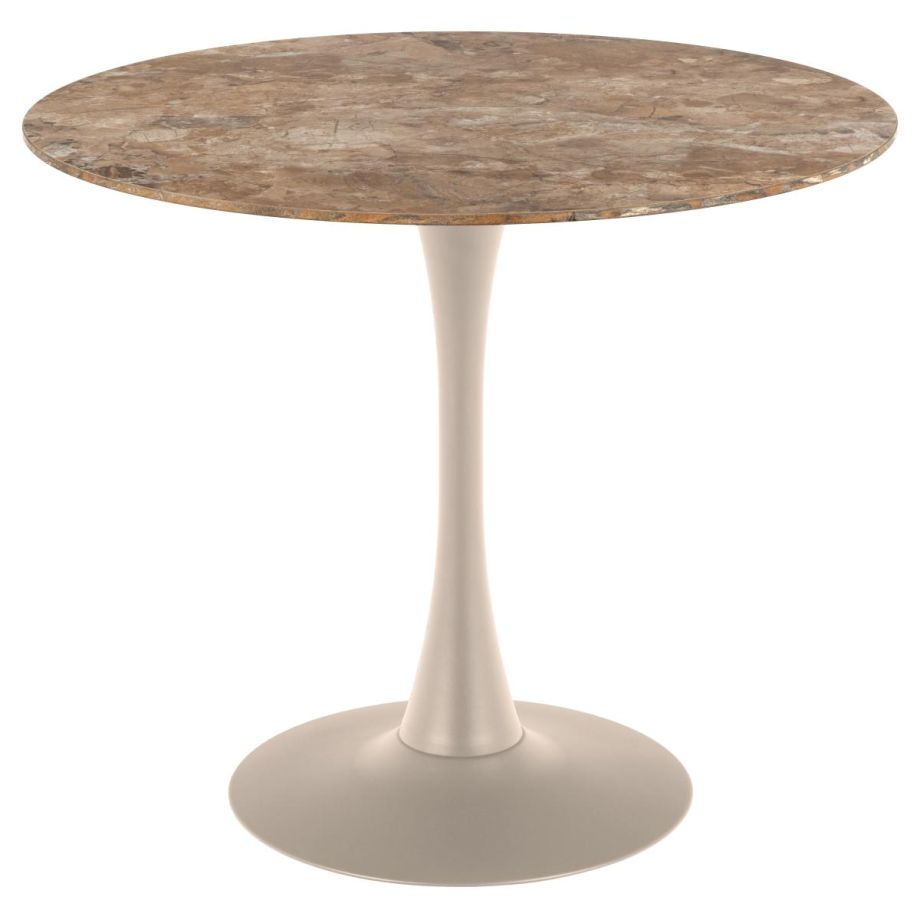 Nøra Michelle ronde eettafel Ø90x75 cm | grijs metaal onderstel | gepolijst keramiek - bruin