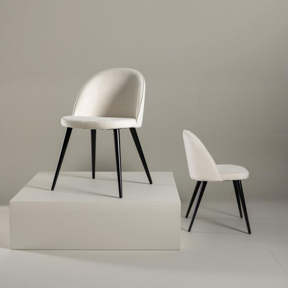 Svea Zako eetkamerstoel - ribstof - wit