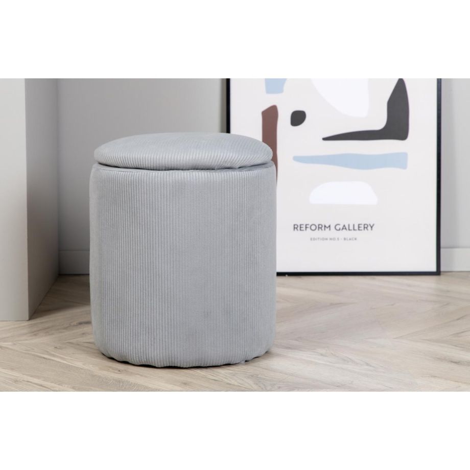 Zara poef - rib - grijs