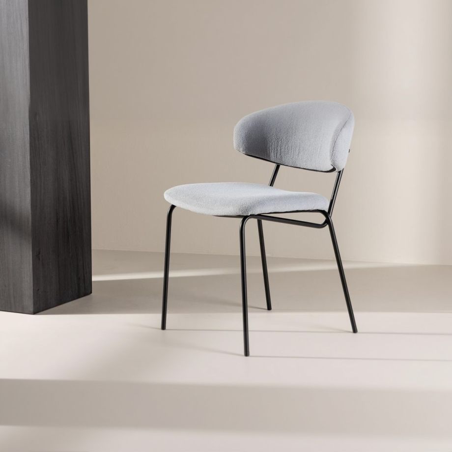 Svea Tiko eetkamerstoel - boucle - lichtblauw