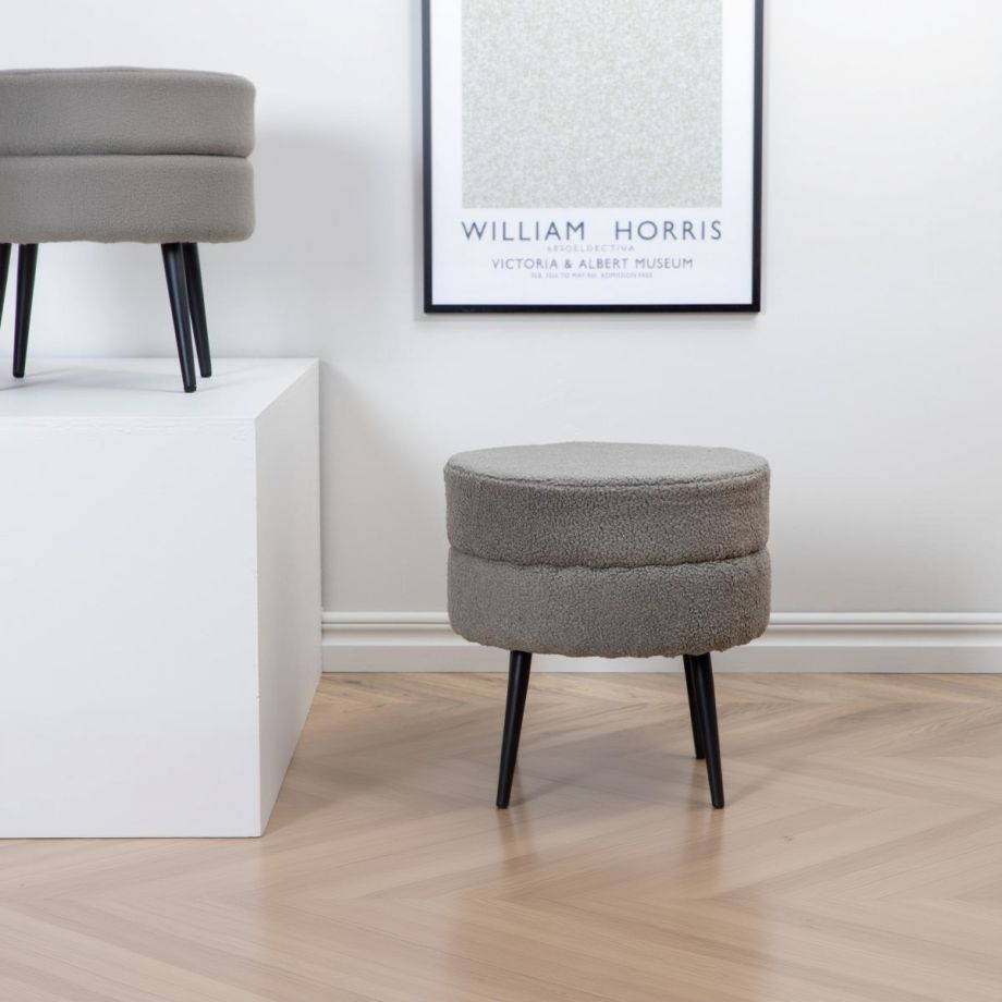 Svea Zane hocker - teddy - grijs