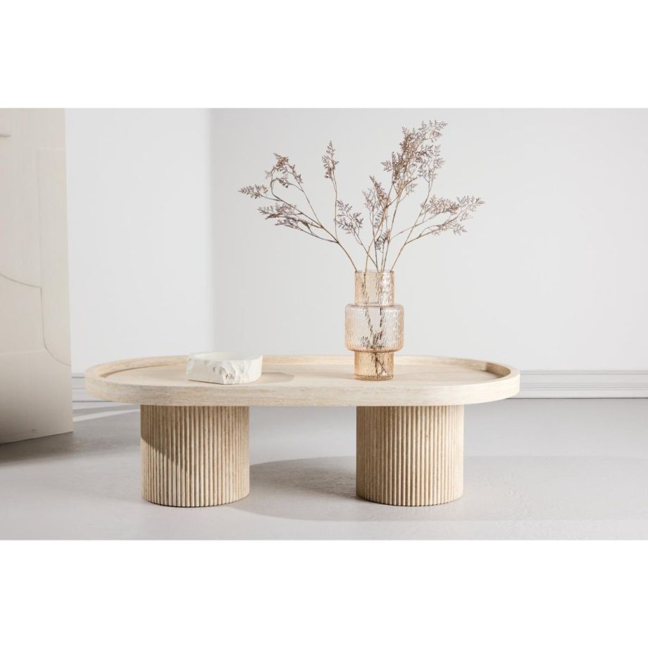 Bjørn ovale salontafel - 120 x 60 cm - travertinlook