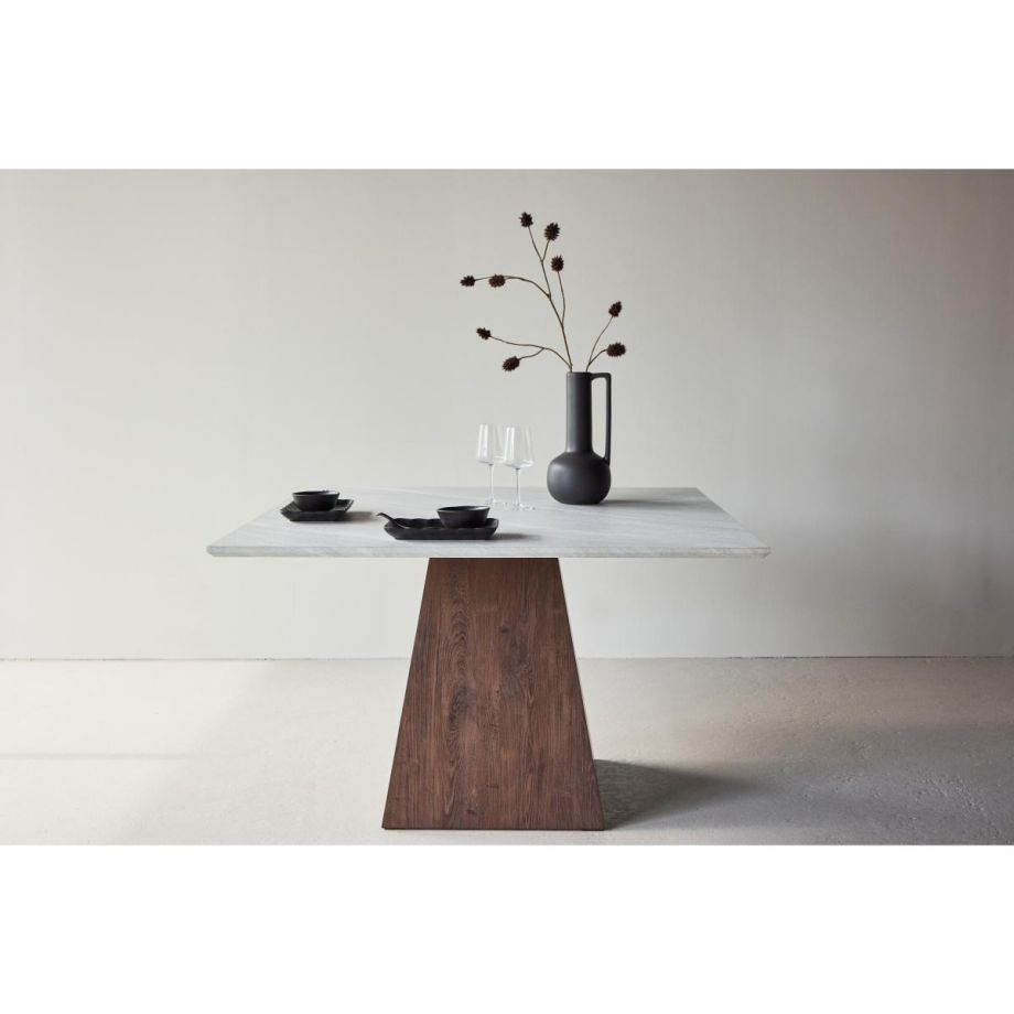 Clara vierkante eettafel - 120 x 120 cm - marmerlook