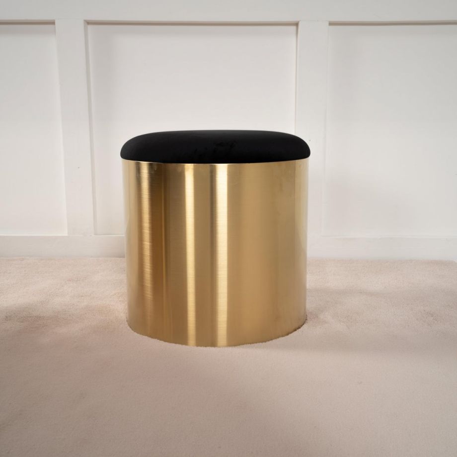 Svea Finn poef - velvet - ø45 cm - goud