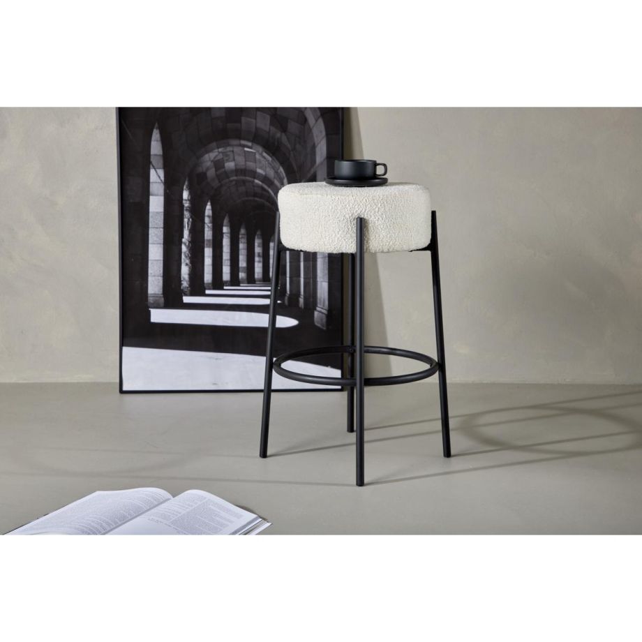 Soko barkruk 70 cm - boucle - wit