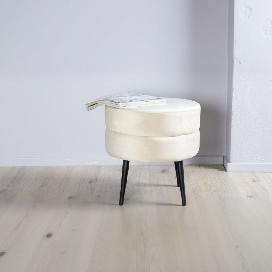Svea Zane hocker - velvet - beige