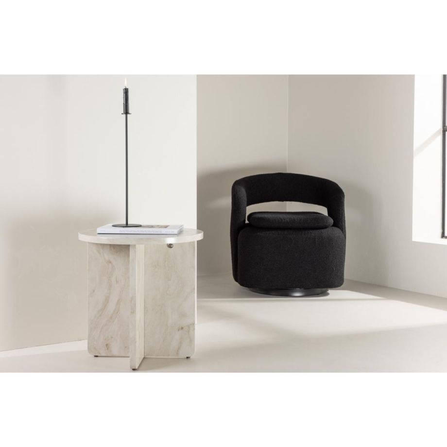Svea Carlo ronde bijzettafel - ø50 cm - marmerlook