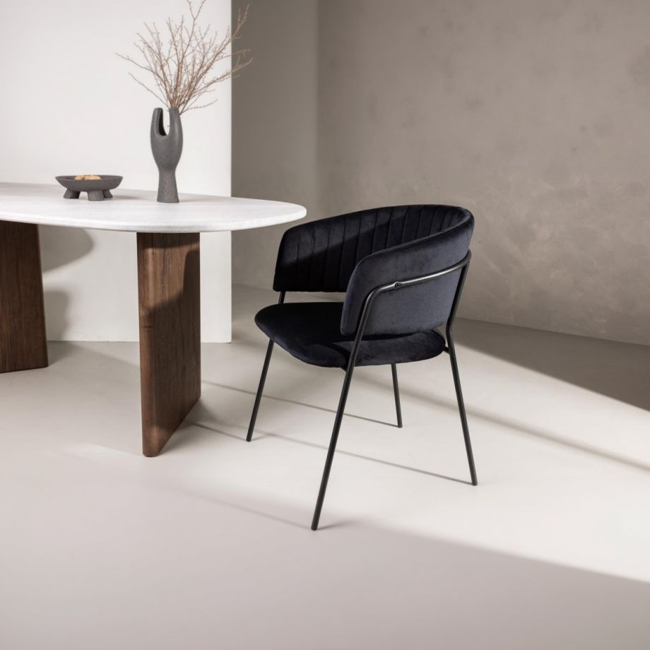 Svea Melsa eetkamerstoel - velvet - zwart