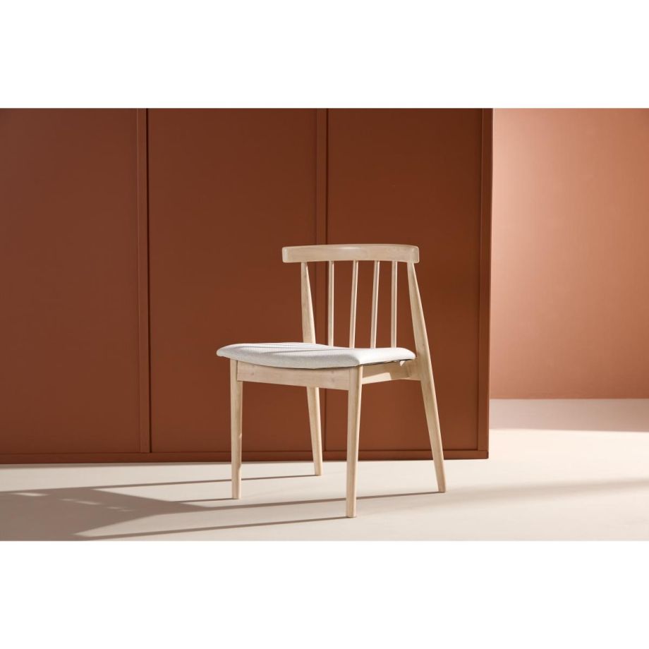 Ugo eetkamerstoel - rubberhout - whitewash