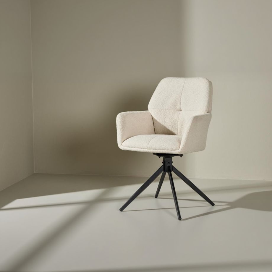 Svea Lucetta eetkamerstoel - boucle - wit