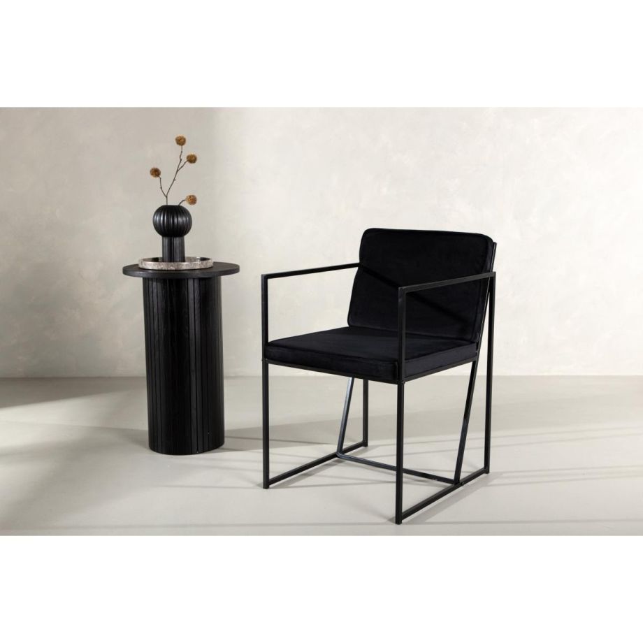 Lorka eetkamerstoel - velvet - zwart
