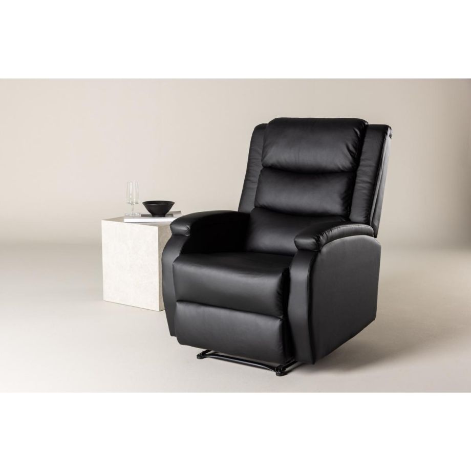 Svea Pino verstelbare fauteuil - lederlook - zwart