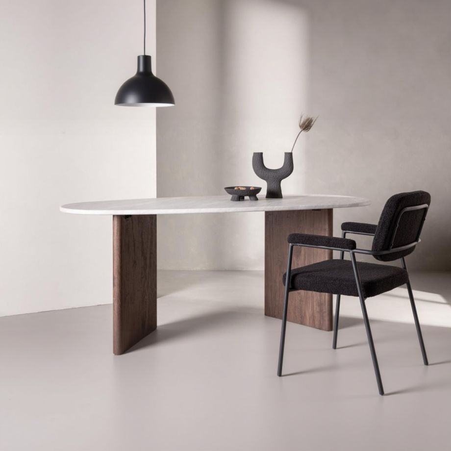 Svea Movo organische eettafel - 180 x 90 cm - betonlook