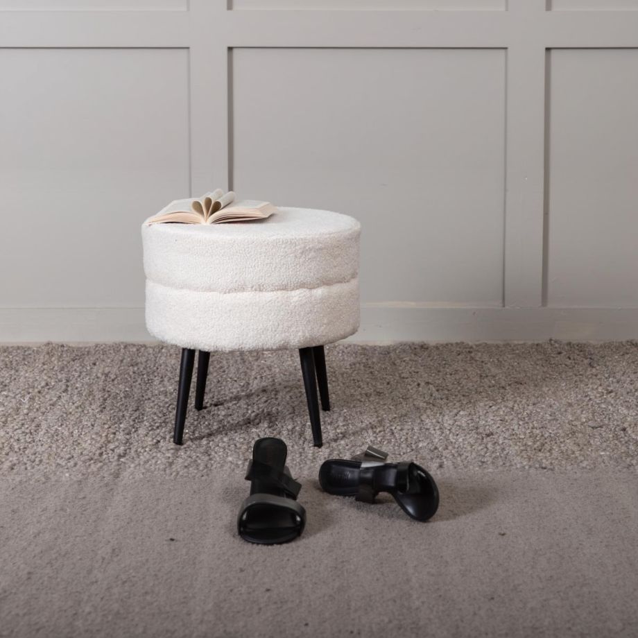 Svea Zane hocker - teddy - wit
