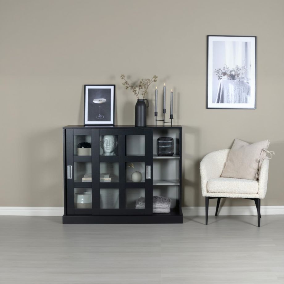 Svea Pesro vitrinekast - 120 x 95 cm - zwart