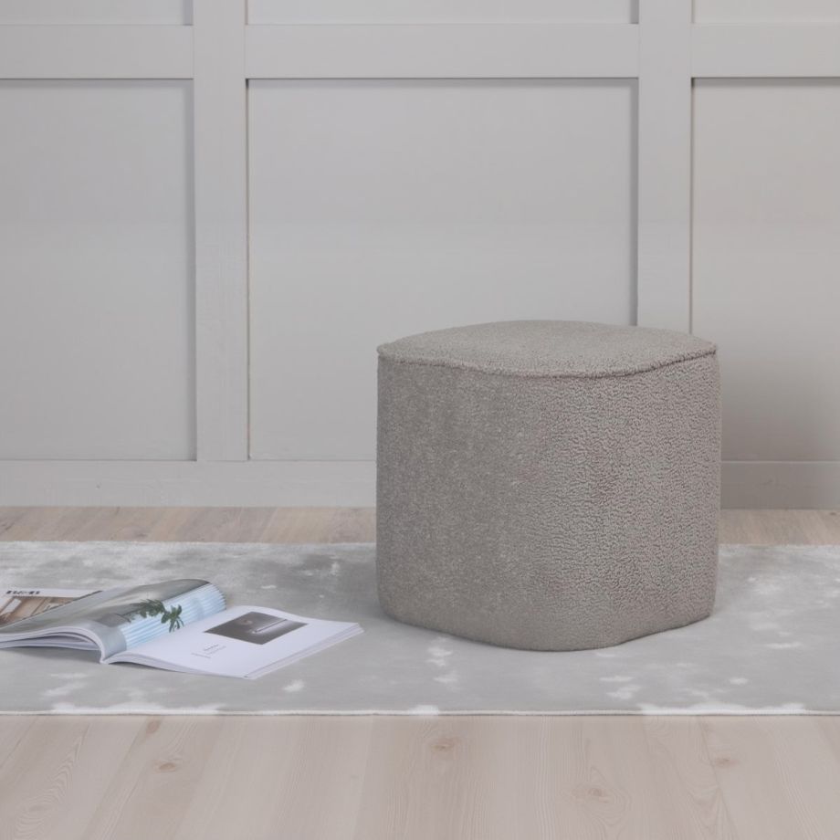 Svea Arlo poef - teddy - grijs