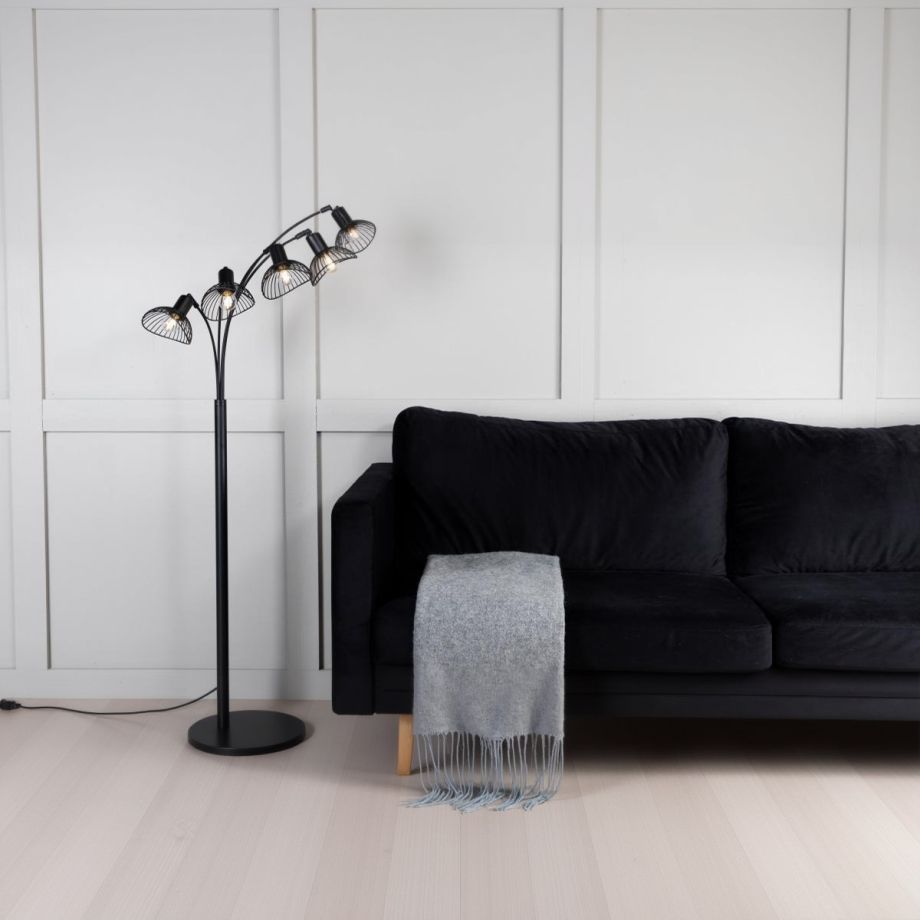 Svea Malta vloerlamp - 5-lamps - zwart