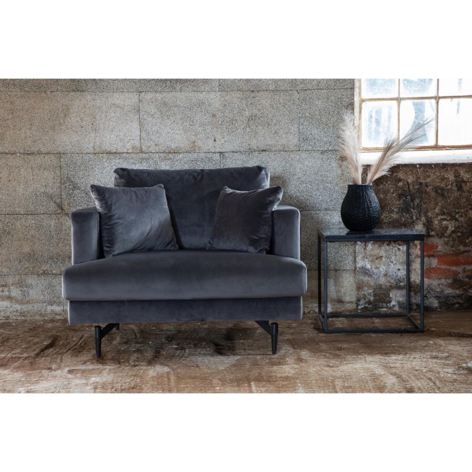 Ruma fauteuil - velvet - donkergrijs