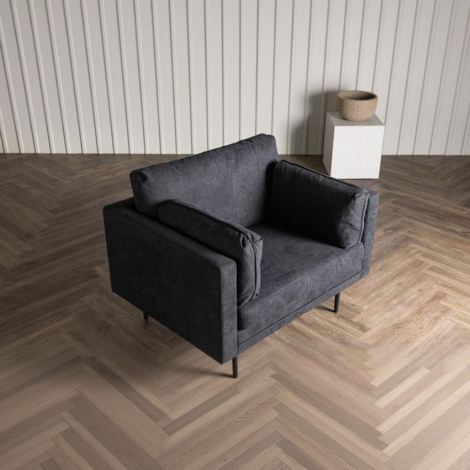 Svea Kora fauteuil - linnen - zwart