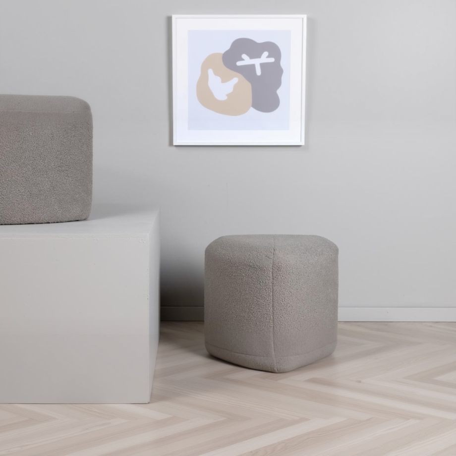 Svea Troy poef - teddy - grijs