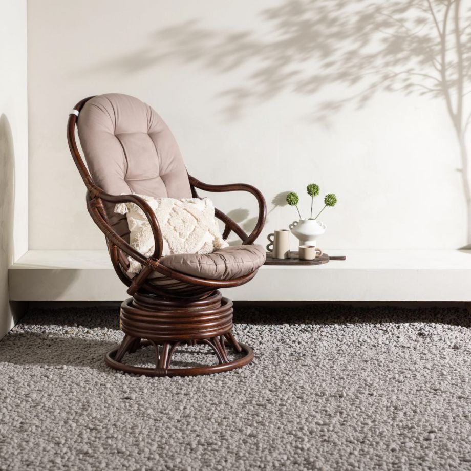 Svea Chloe loungestoel  - walnoot - rattan