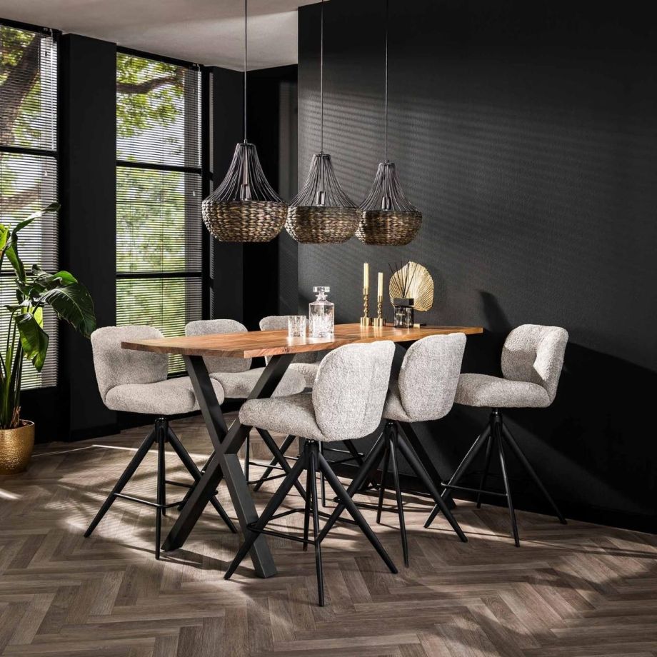 Davy draaibare barkruk - boucle van het woonmerk Fraaai