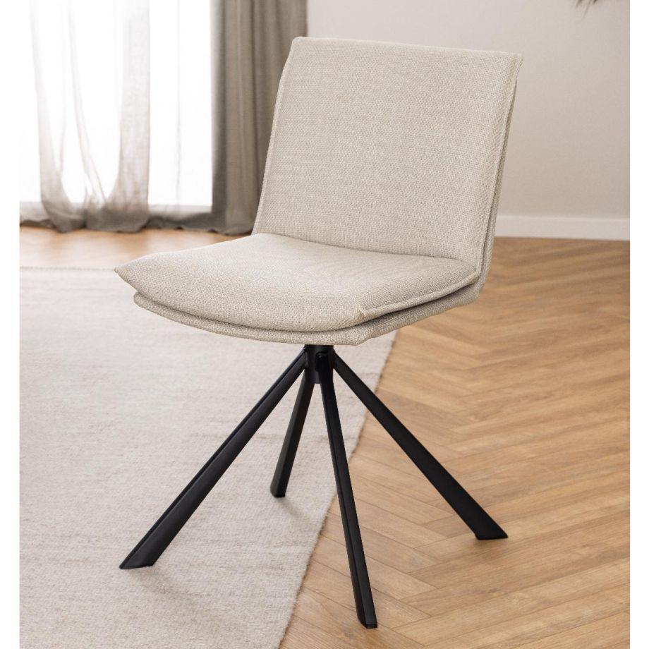 Nøra Rova draaistoel | zwart metaal onderstel | stof Basel