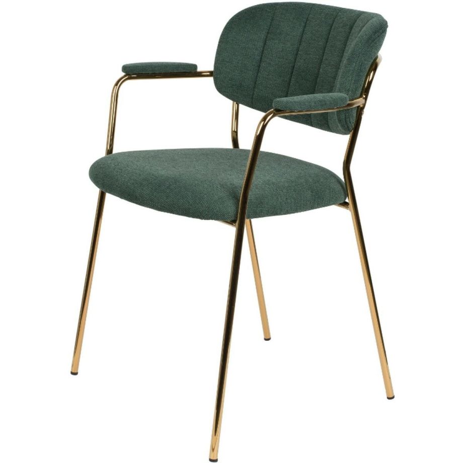 Puur Viken armstoel stof donkergroen - goud onderstel
