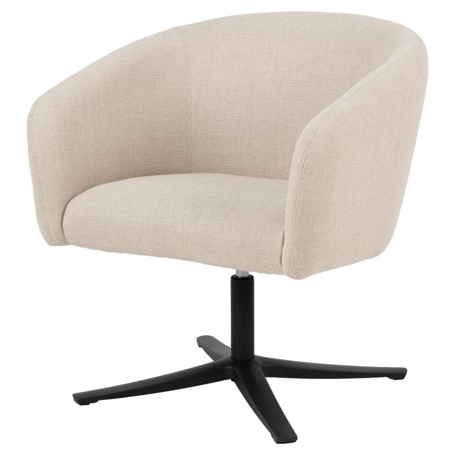 Nøra Mac draaifauteuil | zwart metaal onderstel | stof Basel - beige