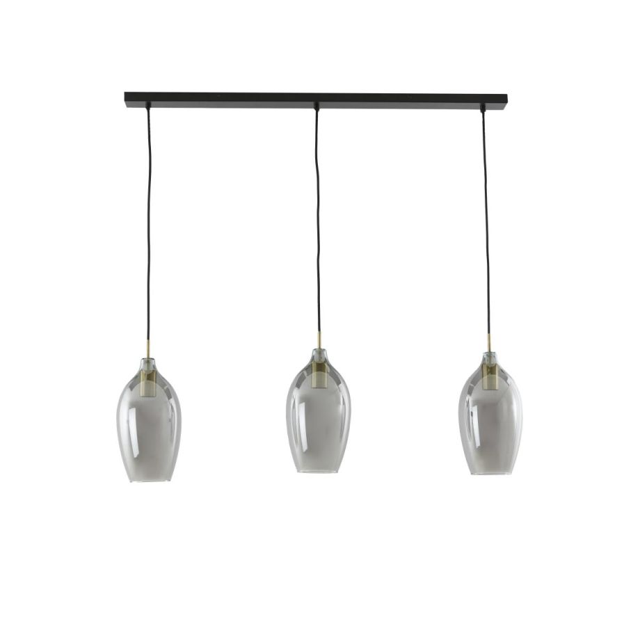 Light & Living Lukaro hanglamp 3L 100x16,5x32 cm - antiek brons/glas smoke