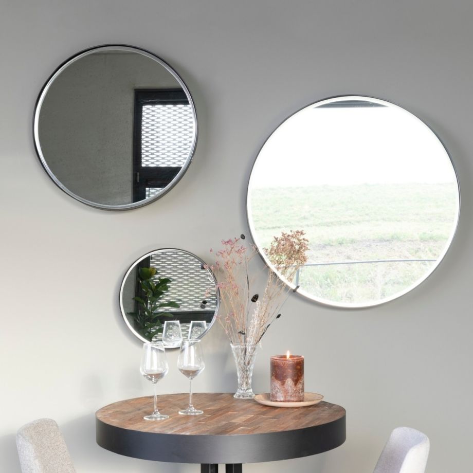 Puur Janice ronde spiegel L - zwart