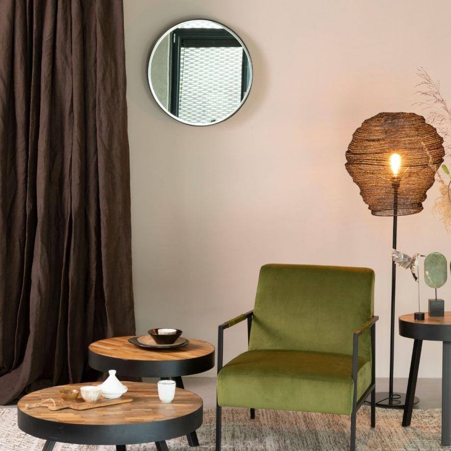 Puur Janice ronde spiegel M - zwart - OUTLET B