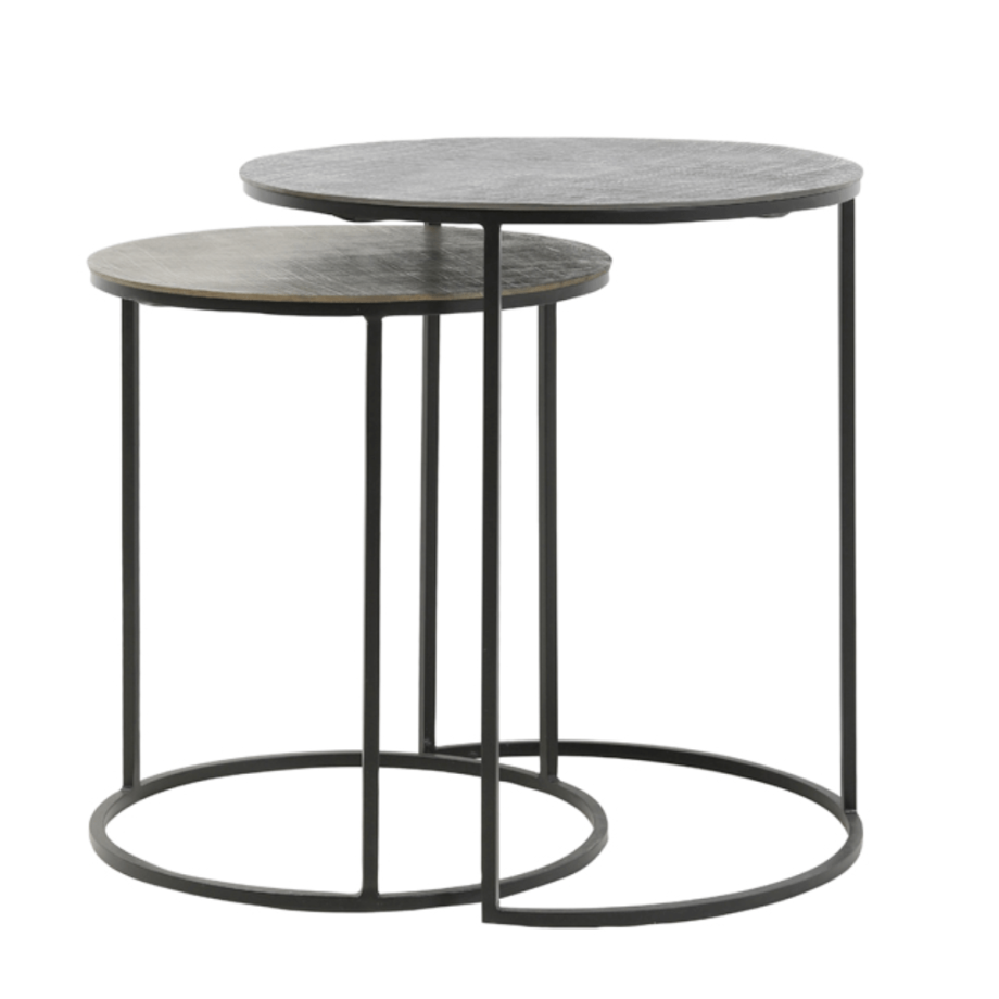 Rengo bijzettafel relief zwart/brons | set van 2 van het woonmerk Light&Living