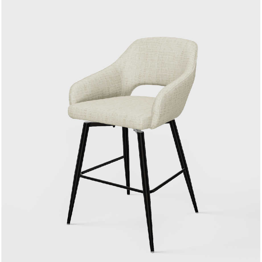 Paris barstoel 65 cm draaibaar - Jasper cream 11 - zwart onderstel