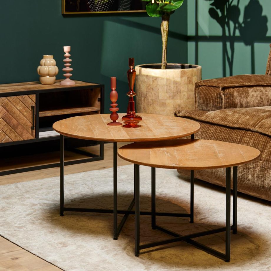 Starfurn Ronde salontafels Arlington - set van 2 - naturel