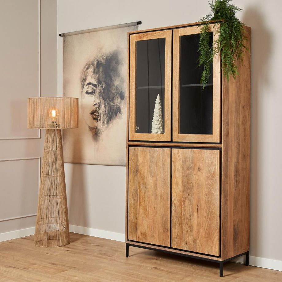 Starfurn Richwood vitrinekast - mangohout - 100 cm