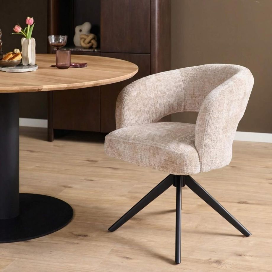 Starfurn Eetkamerstoel Demi met armleuning - poot zwart