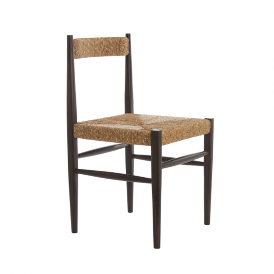 Dina stoel 48x44,5x82 cm - hout donker bruin+zeegras