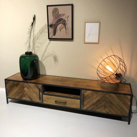 Brooklyn tv-meubel - 200 cm - mangohout - naturel van het woonmerk Livingfurn