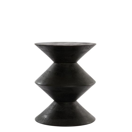 Larus ronde bijzettafel Ø40x50 cm mangohout - mat zwart