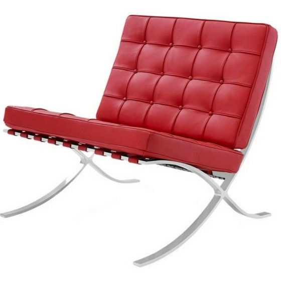 Barcelona fauteuil in leer DLX rood | VM
