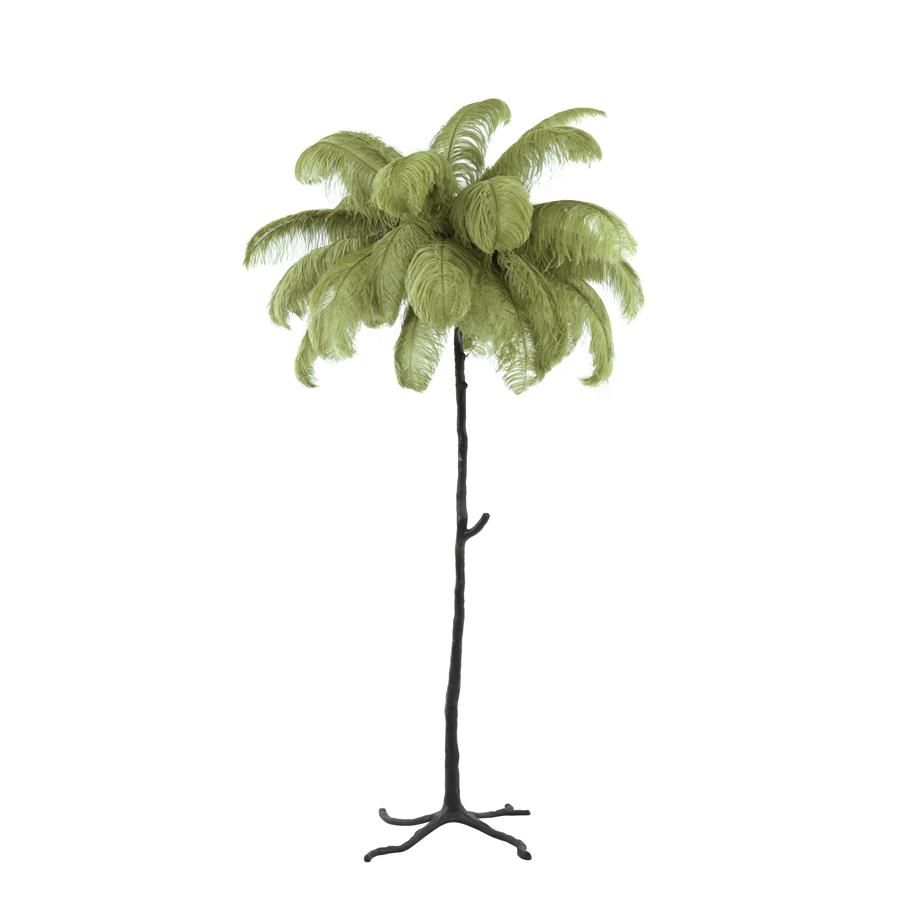 Feather vloerlamp - zwart/olijfgroen