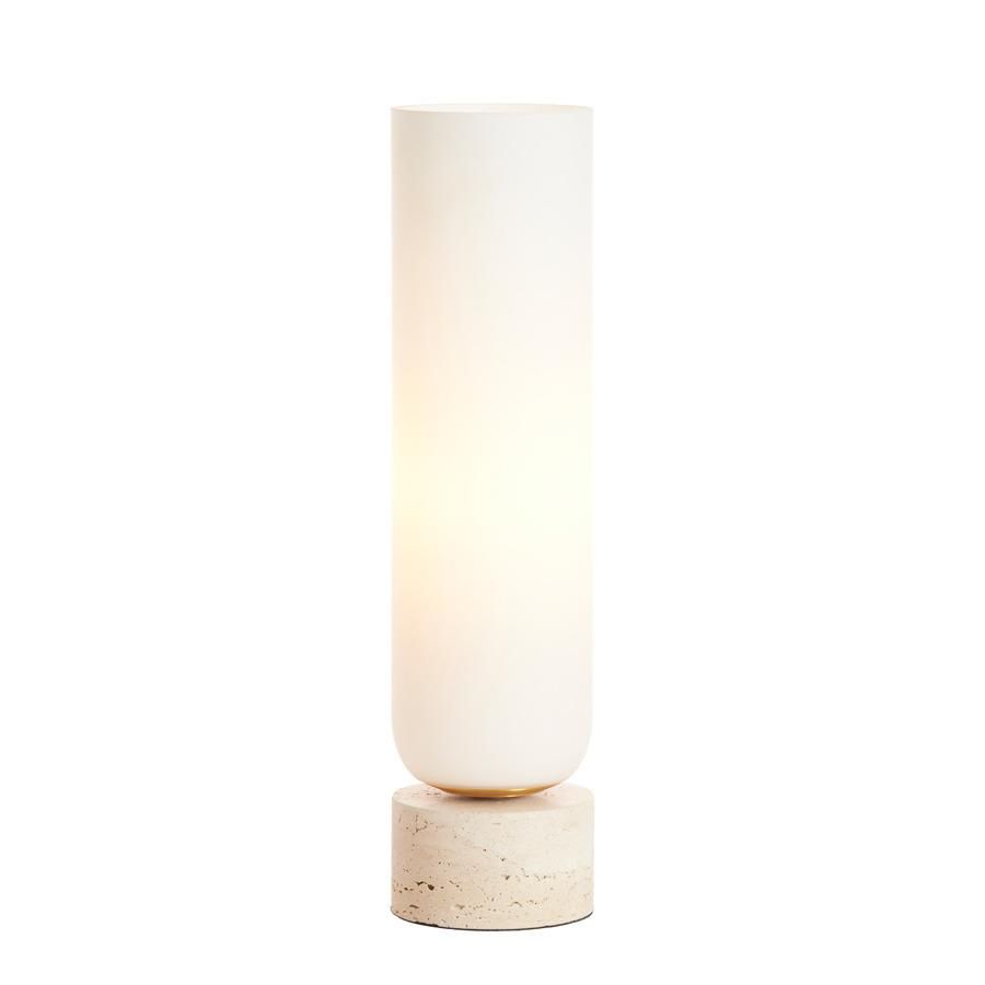 Light & Living Rylano tafellamp ø12x47 cm glas melk - zand+antiek brons