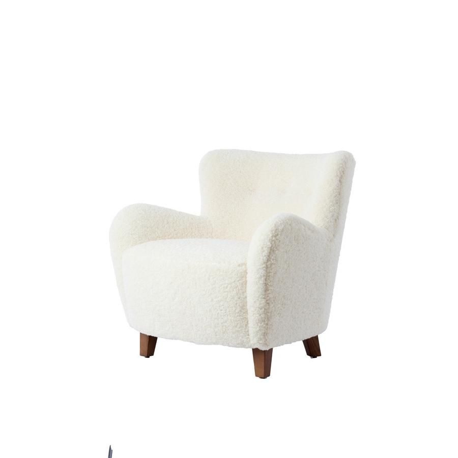 Vreya fauteuil furry hout - crème+donkerbruin