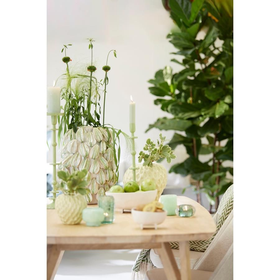 Light & Living Carambola vaas keramiek 35x33x47 cm - crème/groen