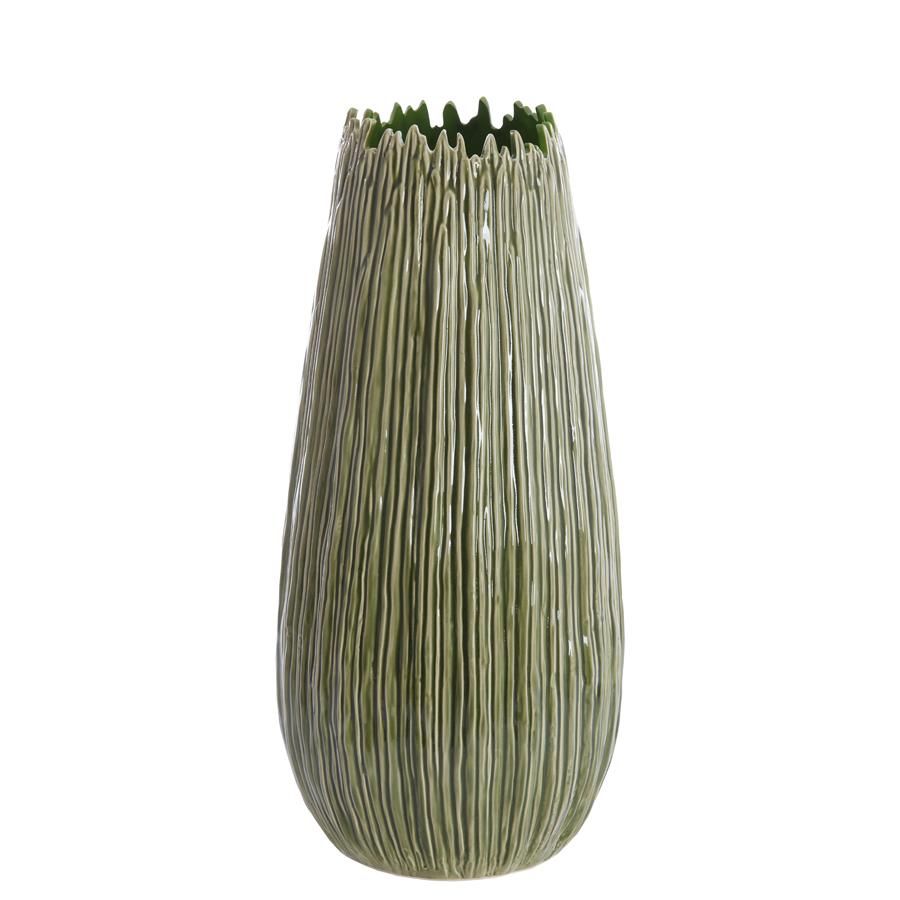 Kopra vaas deco Ø30,5x65 cm - keramiek donkergroen