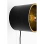 Dudley wandlamp rond S - zwart/goud